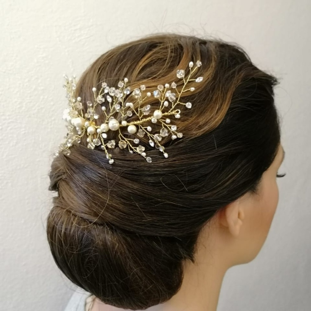 Bridal gold hair vine / comb - Picture 2 of 4